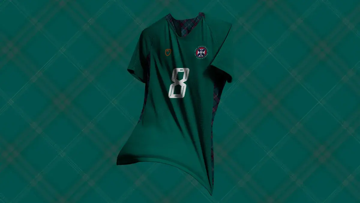 Image of green playerlayer playing kit with number 3 and university of edinburgh roundall on green tartan background