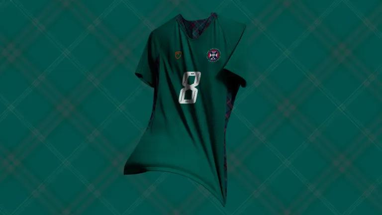 Image of green playerlayer playing kit with number 3 and university of edinburgh roundall on green tartan background