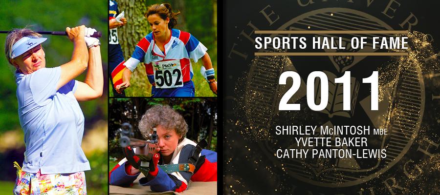 Image with text: Sports hall of fame 2011. Shirley McIntosh MBE, Yvette Baker and Cathy Panton-Lewis and images of . Shirley McIntosh MBE, Yvette Baker and Cathy Panton-Lewis