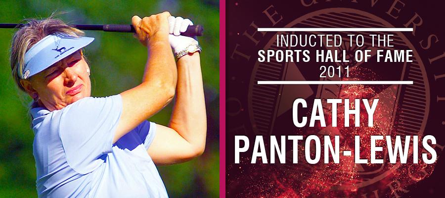 Image of Cathy Panton-Lewis with text: Inducted to the Sports Hall of Fame 2011, Cathy Panton-Lewis