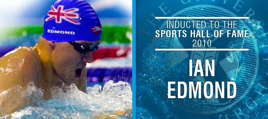 Image of Ian Edmond with text: Inducted to the Sports Hall of Fame 2010, Ian Edmond
