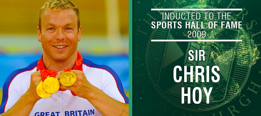 Image of Chris Hoy with text: Inducted to the Sports Hall of Fame 2009, Sir Chris Hoy