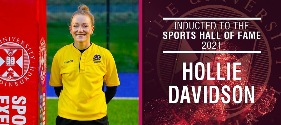 Image of Holly Davidson with text: Inducted to the Sports Hall of Fame 2021, Hollie Davidson