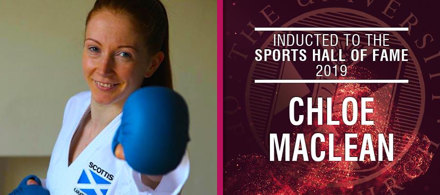 Image of Chloe MacLean with text: Inducted to the Sports Hall of Fame 2019, Chloe Maclean