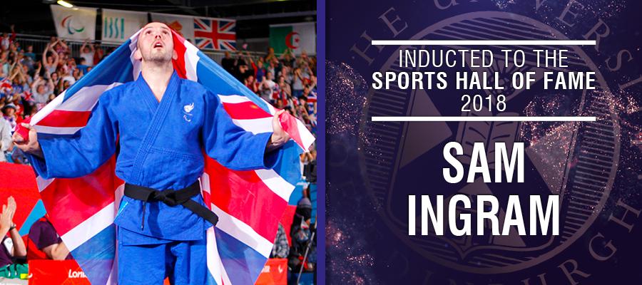 Image of Sam Ingram with text: Inducted to the Sports Hall of Fame 2019, Sam Ingram