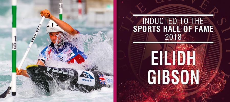 Image of Eilidh Gibson with text: Inducted to the Sports Hall of Fame 2019, Eilidh Gibson