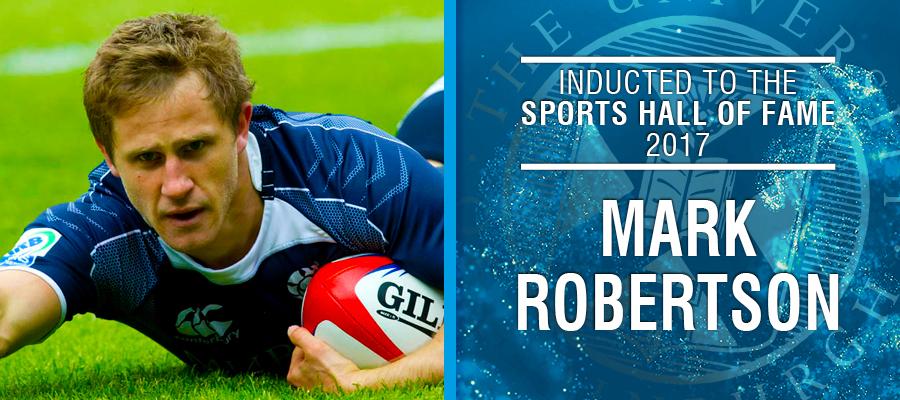 Image of Mark Robertson with text: Inducted to the Sports Hall of Fame 2017, Mark Robertson