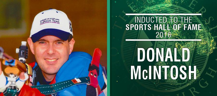 Image of Donald McIntosh with text: Inducted to the Sports Hall of Fame 2016, Donald McIntosh