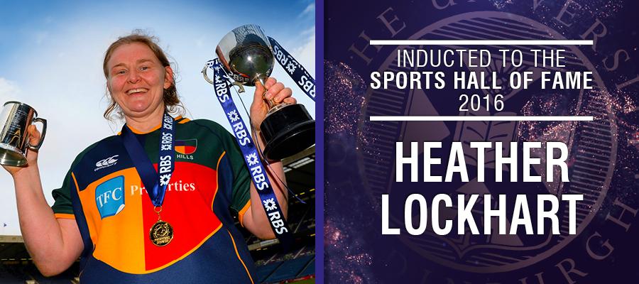 Image of Heather Lockhart with text: Inducted to the Sports Hall of Fame 2016, Heather Lockhart