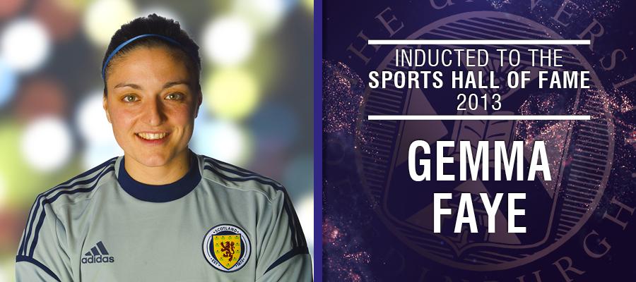 Image of Gemma Faye with text: Inducted to the Sports Hall of Fame 2013, Gemma Faye