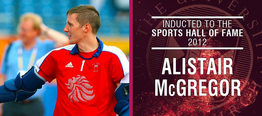 Image of Alister McGregor with text: Inducted to the Sports Hall of Fame 2012, Alistair McGregor