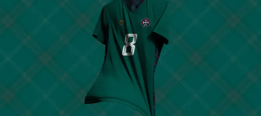 Image of green playerlayer playing kit with number 3 and university of edinburgh roundall on green tartan background