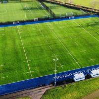 Aerial shot of a grass pitch