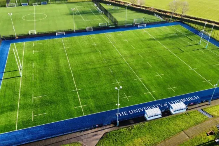 Aerial shot of a grass pitch
