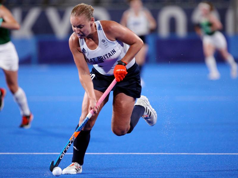 Sarah Robertson playing hockey