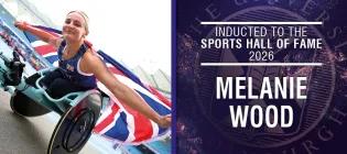 image of wheelchair racer text melanie woods