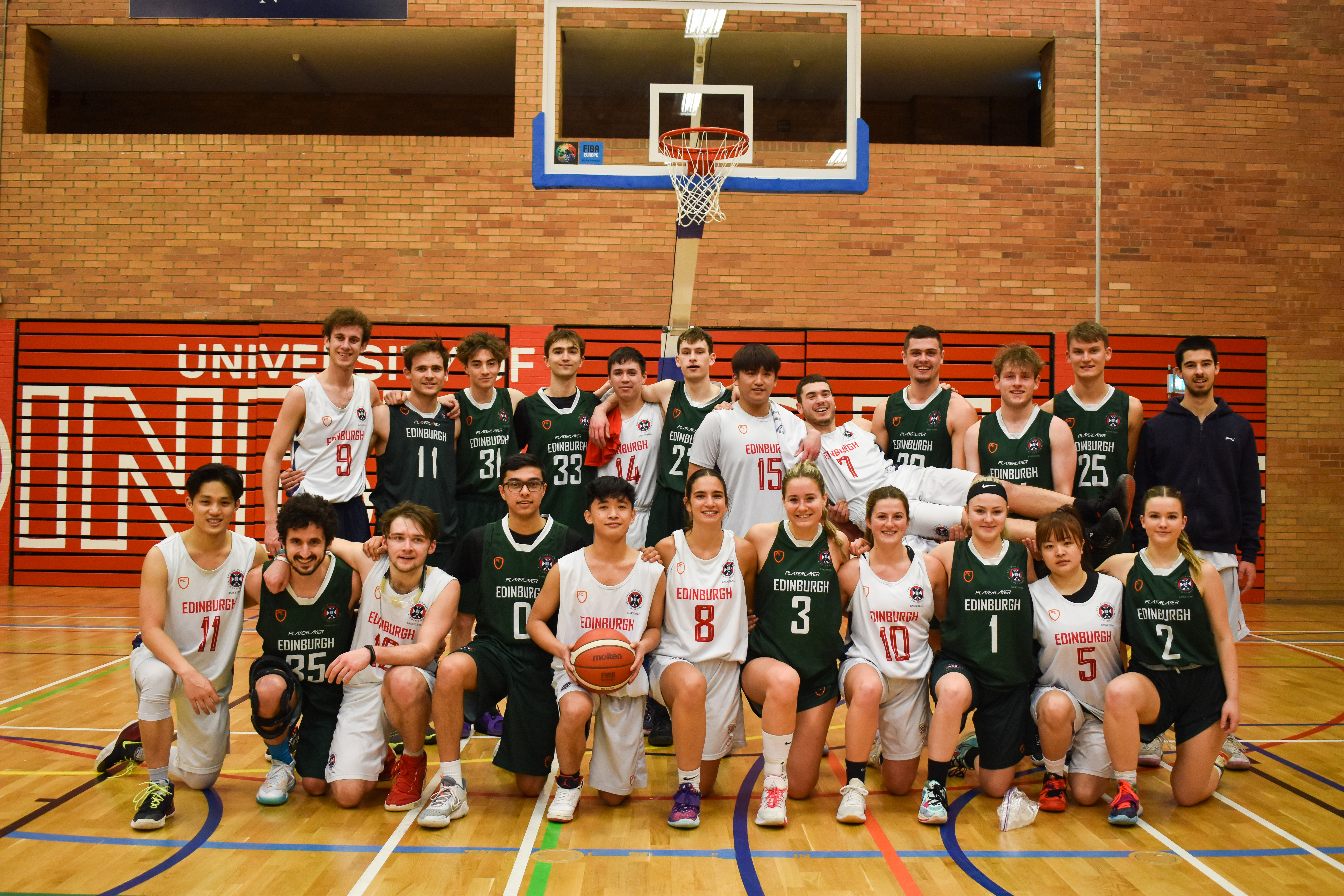 Image of Intramural mixed basketball team in sports hall