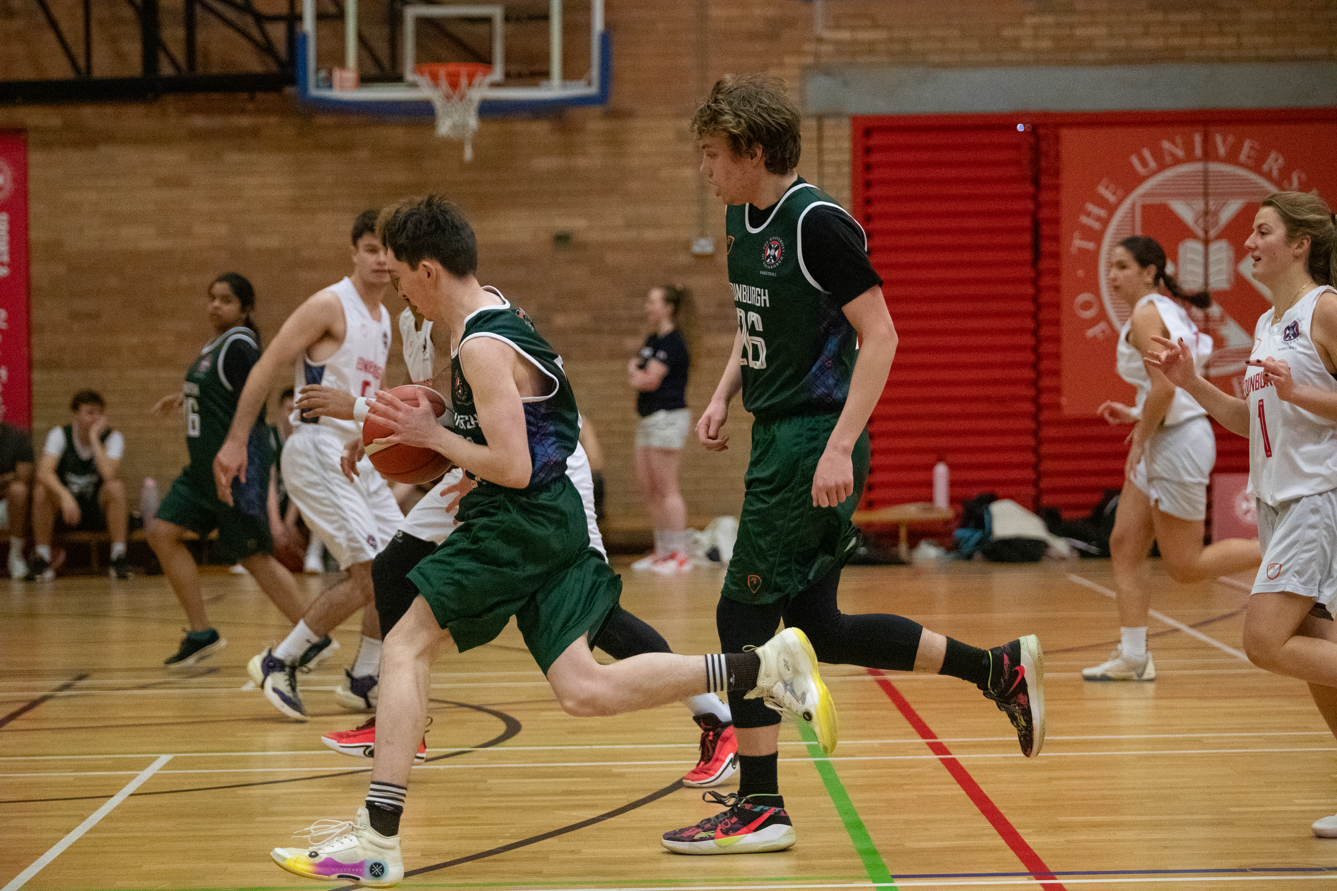 Intramural basketball teams playing a game